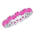 thumbnail image 1 of Rosec Jewels Heart Shape Lab Grown Pink Sapphire Eternity Ring for Women - AAAA Quality, 14K White Gold, US 10.50, 1 of 9