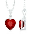 thumbnail image 1 of Lab Grown Ruby 8mm Heart Necklace with Moissanite (AAAA Quality), 14K White Gold, 1 of 7