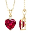 thumbnail image 1 of Rosec Jewels Certified Lab Grown Ruby Heart Pendant Necklace (2 Ct, AAAA Quality) - Ruby Red Heart Necklace with Moissanite, 14K Yellow Gold, 1 of 7