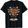 thumbnail image 1 of Heart Shape Librarian Themed Book Club Reading Book Lovers T-Shirt, 1 of 4