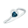 thumbnail image 1 of Rosec Jewels Heart Shape London Blue Topaz Promise Ring with Diamond (AAA Quality), 925 Sterling Silver, US 9.50, 1 of 7