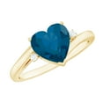 thumbnail image 1 of Rosec Jewels London Blue Topaz Heart Engagement Ring with Diamond - 8 mm - December Birthstone - AAA Grade - With Jewelry Box, 10K Yellow Gold, US 6.00, 1 of 9