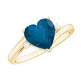 thumbnail image 1 of Rosec Jewels London Blue Topaz Heart Engagement Ring with Diamond - 8 mm - December Birthstone - AAA Grade - With Jewelry Box, 14K Yellow Gold, US 6.00, 1 of 9