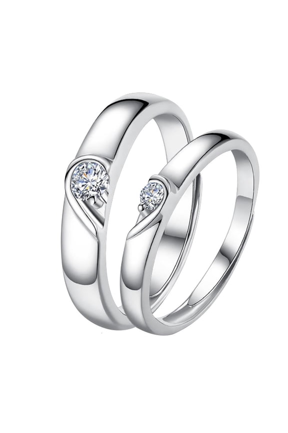 Heart Shape Lover Couple Rings Set Adjustable Rings Bands Friendship Jewelry for Boyfriend & Girlfriend