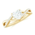 thumbnail image 1 of Rosec Jewels - Moissanite Heart Engagement Ring 1 Carat - Crossover Ring for Women - 7 mm - D-VS1 Quality Certified, 10K Yellow Gold, US 4.00, 1 of 8