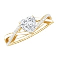 thumbnail image 1 of Rosec Jewels - Moissanite Heart Engagement Ring 1 Carat - Crossover Ring for Women - 7 mm - D-VS1 Quality Certified, 14K Yellow Gold, US 4.00, 1 of 8