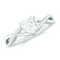 thumbnail image 1 of Rosec Jewels - Moissanite Heart Engagement Ring 1 Carat - Crossover Ring for Women - 7 mm - D-VS1 Quality Certified, 18K White Gold, US 3.00, 1 of 8