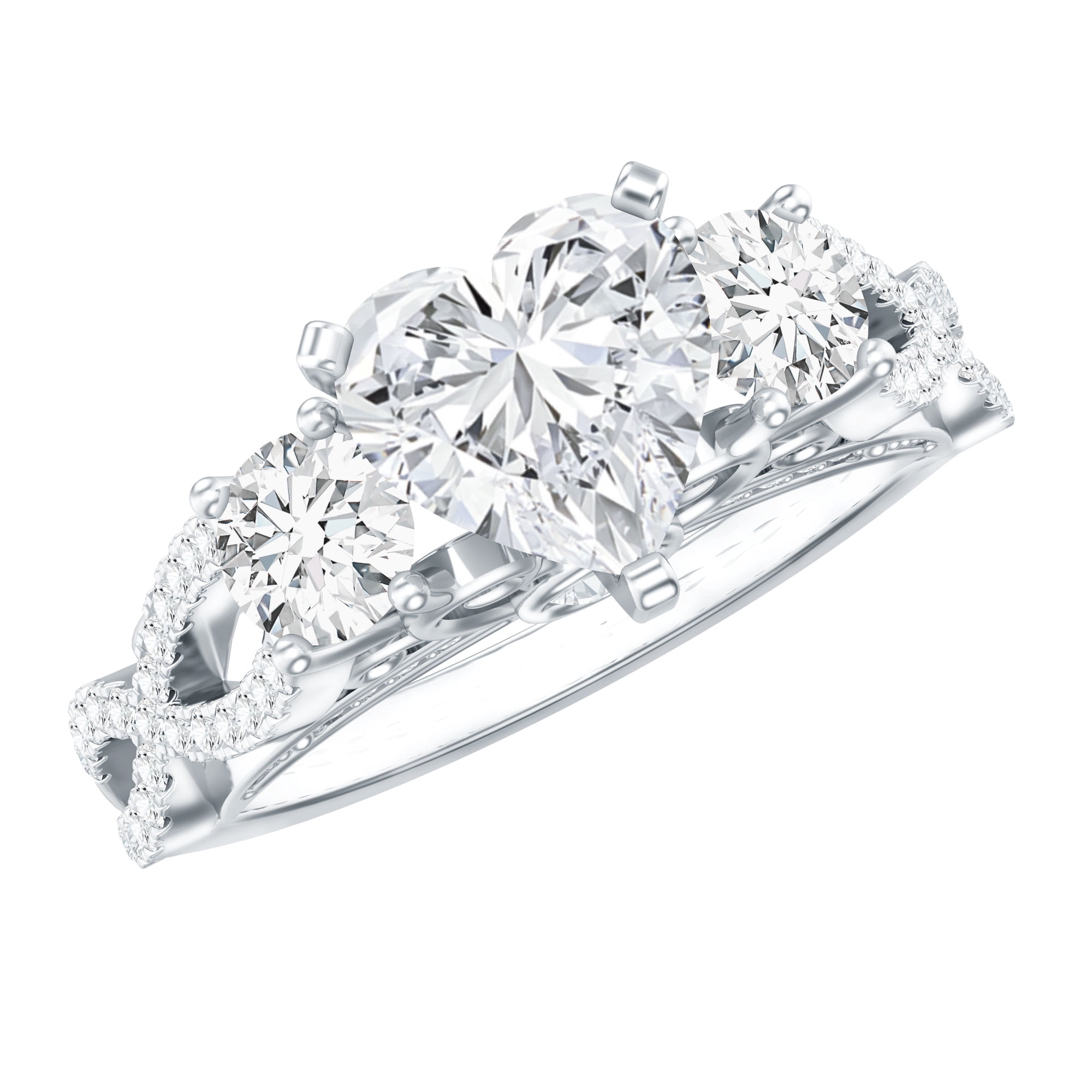 Rosec Jewels Heart Shape Moissanite Engagement Ring for Women - 7 mm - D-VS1 Quality Moissanite Statement Ring with Jewelry Box, 925 Sterling Silver, US 4.00