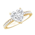 thumbnail image 1 of Rosec Jewels Heart Shape Moissanite Engagement Ring with Side Stones - 2 Ct - 8 mm - D-VS1 Grade Certified - with Jewelry Box, 10K Yellow Gold, US 5.00, 1 of 9