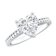 thumbnail image 1 of Rosec Jewels Heart Shape Moissanite Engagement Ring with Side Stones - 2 Ct - 8 mm - D-VS1 Grade Certified - with Jewelry Box, 18K White Gold, US 5.00, 1 of 8