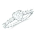 thumbnail image 1 of Rosec Jewels Certified Moissanite Heart Engagement Ring with Spaced Accent - Bezel Set Ring - 5 mm - D-VS1 Quality, 18K White Gold, US 7.00, 1 of 8
