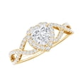 thumbnail image 1 of Rosec Jewels Moissanite Heart Engagement Ring for Women - 1/2 Carat - Moissanite Halo Crossover Ring - D-VS1 Grade, 10K Yellow Gold, US 7.00, 1 of 9