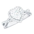 thumbnail image 1 of Rosec Jewels Moissanite Heart Engagement Ring with Halo - Crossover Ring (7 mm, 1 Carat, D-VS1 Quality Certified), 925 Sterling Silver, US 4.00, 1 of 8