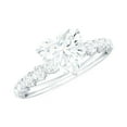 thumbnail image 1 of Rosec Jewels Heart Shape Moissanite Solitaire Engagement Ring with Side Stones (7 mm, D-VS1 Grade), 925 Sterling Silver, US 9.50, 1 of 8