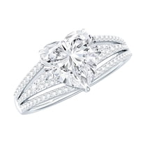 Rosec Jewels Heart Shape Moissanite Split Shank Engagement Ring (2 Ct, 8 mm, D-VS1 Grade), 925 Sterling Silver, US 4.00