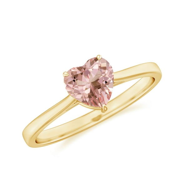 Rosec Jewels Heart Shape Morganite Solitaire Ring for Women (6 mm, 0.75 CT, AAA Quality), 14K Yellow Gold, US 9.00