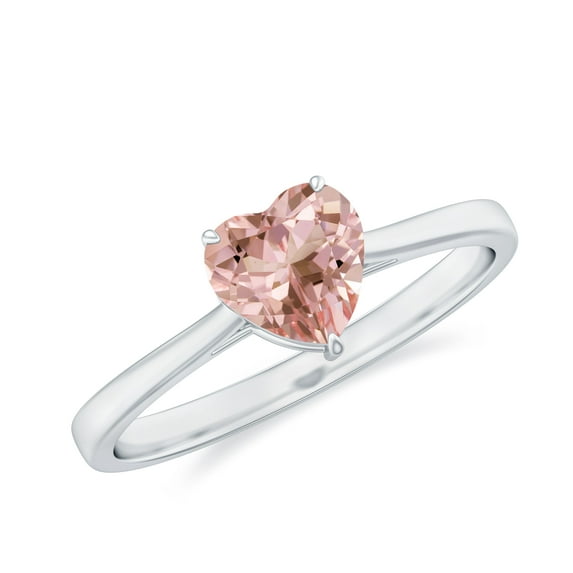 Rosec Jewels Heart Shape Morganite Solitaire Ring for Women (6 mm, 0.75 CT, AAA Quality), 925 Sterling Silver, US 4.00