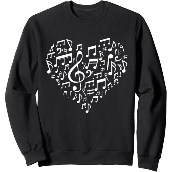 Heart Shape Musical Notes Music lovers Gift Valentines Day Men Women Sweatshirt