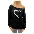 thumbnail image 1 of Heart Shape Off shoulder sweatshirt Heart Black XX-Large, 1 of 6