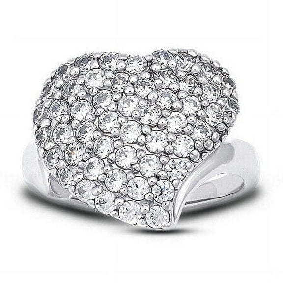 Heart Shape Pave Set Diamond Love Promise Ring 2.0 Ct Diamond 14K White Gold Over