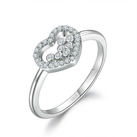 Heart Shape Pave Set Ring For Women Gift 1.8 Ct Diamond 14K White Gold Over