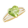 thumbnail image 1 of Heart Shape Peridot Solitaire Ring with Diamond for Women (2 Carat) - Split Shank Ring, 14K Yellow Gold, US 10.00, 1 of 9