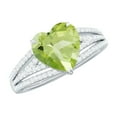 thumbnail image 1 of Rosec Jewels Heart Shape Peridot Solitaire Ring with Diamond for Women (8 mm) - Split Shank Ring, 925 Sterling Silver, US 4.00, 1 of 9