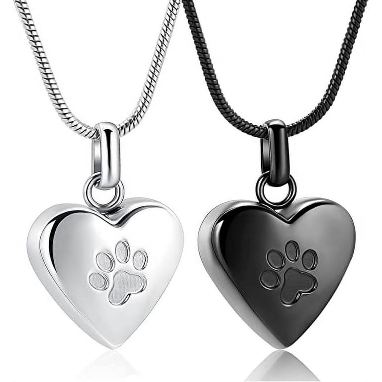 Heart Shape Pet Cremation Jewelry for Ashes Pendant Paw Print Pet