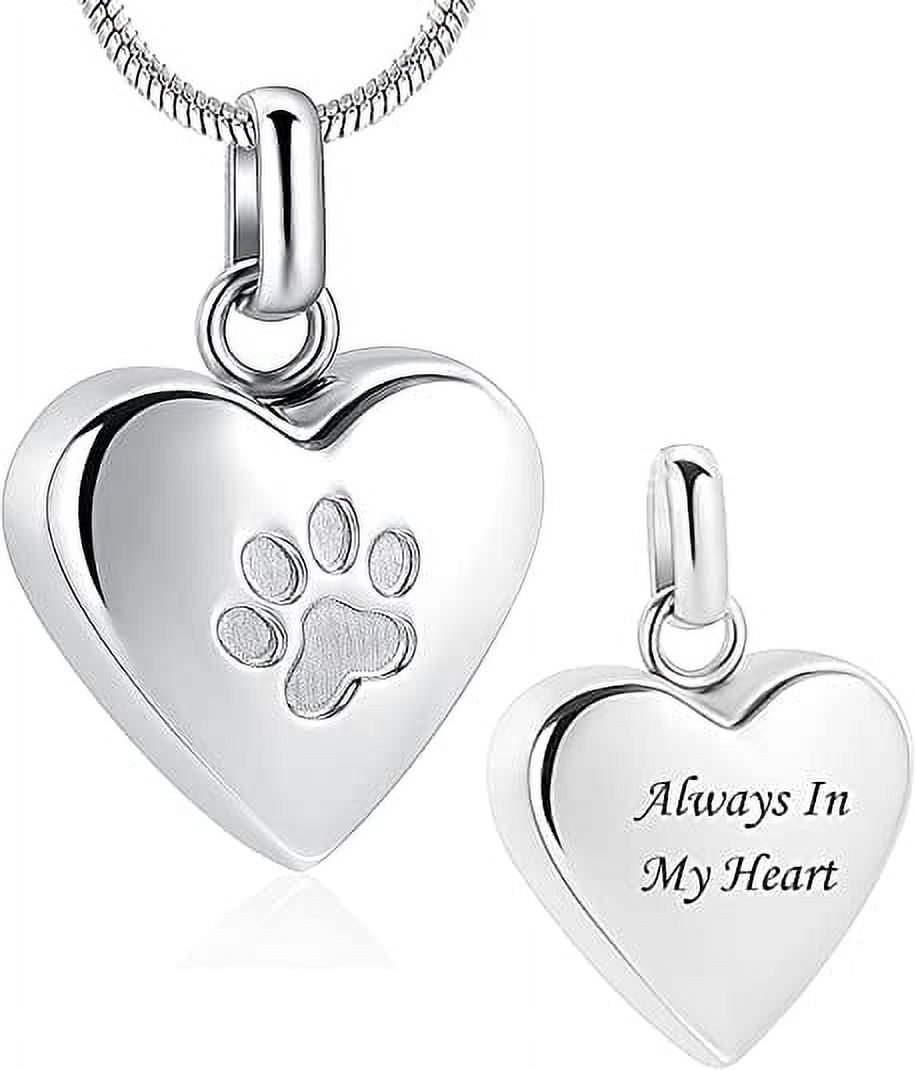 Cremation Jewelry For Ashes Sterling Silver Enameled Paw Print Pet