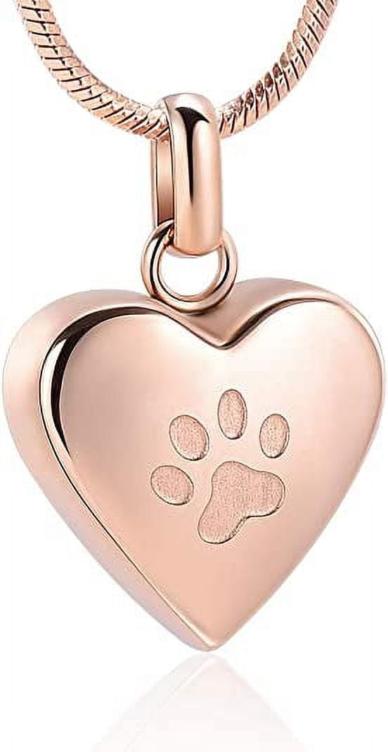 Heart Shape Pet Cremation Jewelry for Ashes Pendant Paw Print Pet Heart Urn  Necklace Memorial Keepsake Jewelry Cremation Necklace for Pet/Dog's/Cat's 