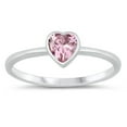 thumbnail image 1 of Heart-Shape Pink CZ Solitaire Ring Sterling Silver Size 9, 1 of 3
