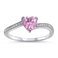 thumbnail image 1 of Heart Shape Pink Cubic Zirconia Designer Ring Sterling Silver, 1 of 3