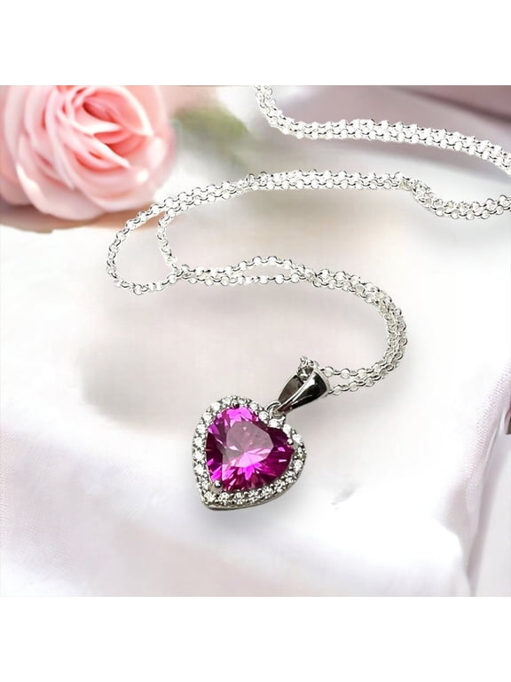 Heart Shape Pink Sapphire Gemstone Pendant Necklace for Women in 925 Sterling Silver | Elegant Jewelry Gift