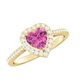 thumbnail image 1 of Rosec Jewels Real Pink Tourmaline Heart Shaped Engagement Ring with Halo - Pink Tourmaline Diamond Ring (6 mm, AAA Quality), 10K Yellow Gold, US 12.00, 1 of 9