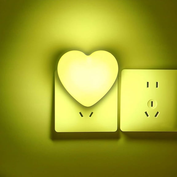 Heart Shape Plug-in LED Night Light with Dusk to Dawn Sensor, Soft Warm Cute Kids Nightlight for Bedroom Nursery Bathroom Hallway