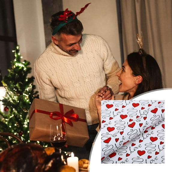 Heart Shape Printed Wrapping Paper, Romantic Valentine’s Day Gift Wrapping Paper for Boxes and Presents, Durable Holiday Wrapping Paper for Birthday, Anniversary and Romantic Celebrations