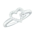 thumbnail image 1 of Rosec Jewels Natural Diamond Heart Promise Ring for Women - HI-SI Quality - Open Heart Ring - Ready to Gift for Valentines, 925 Sterling Silver, US 11.50, 1 of 8
