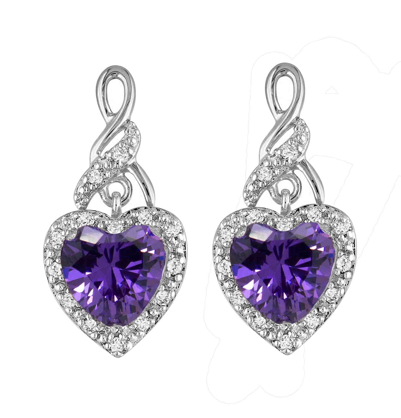 Heart Shape Purple Cz Drop Stud Earrings Womens Ginger Lyne Collection ...