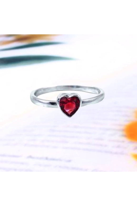 Heart Shape Red Garnet Lover's Ring, Red Heart Engagement Ring, Valentine's Day Gift, Women's Ring ( Available in all Size's 3-15)