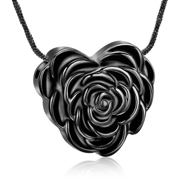 Heart Shape Rose Cremation Jewelry for Ashes Urn Necklace Rose Flower Ashes Necklaces for Women Men Memorial Gift