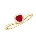 thumbnail image 1 of Rosec Jewels Natural Ruby Heart Promise Ring for Women - AAA Quality - Ruby Diamond Ring - Ready to Gift for Valentines Day, 14K Yellow Gold, US 12.50, 1 of 8