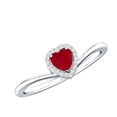 thumbnail image 1 of Rosec Jewels Natural Ruby Heart Promise Ring for Women - AAA Quality - Ruby Diamond Ring - Ready to Gift for Valentines Day, 925 Sterling Silver, US 12.00, 1 of 8