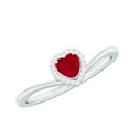 thumbnail image 1 of Rosec Jewels Natural Ruby Heart Promise Ring for Women - AAA Quality - Ruby Diamond Ring - Ready to Gift for Valentines Day, 925 Sterling Silver, US 5.00, 1 of 8