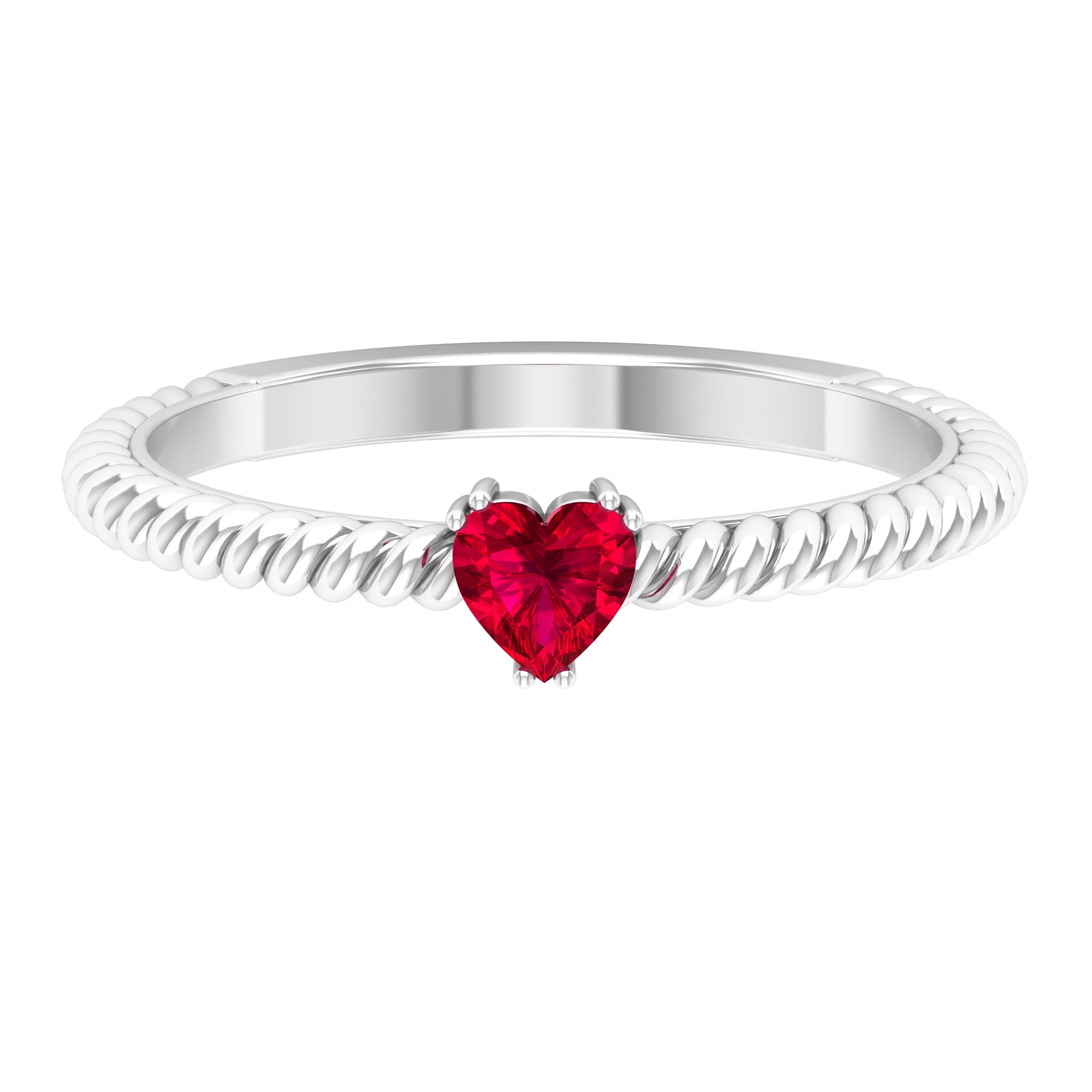 Heart Shape Ruby Solitaire Ring, Minimal Promise Ring for Women - July ...