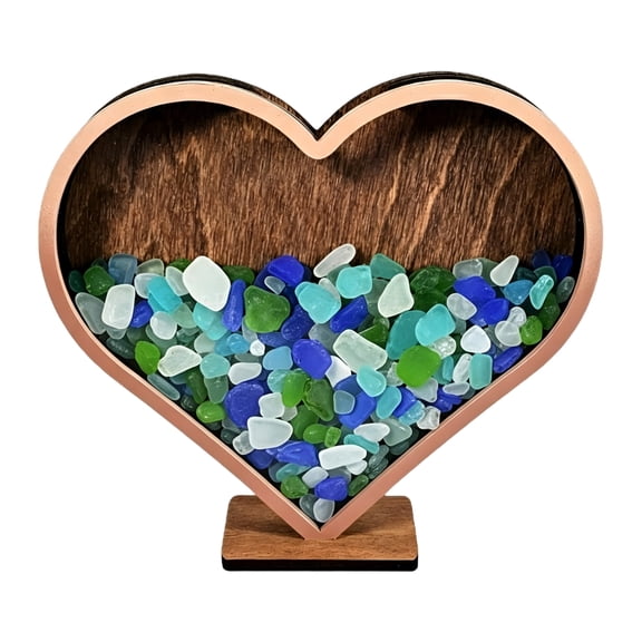 Heart Shape Seashells Display Box with Clear Acrylic Front Seashells Holders for Collections Small Shadows Box