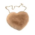 thumbnail image 1 of Heart Shape Shoulder Tote Plush Material Crossbody Bag for Women Office Date Daily Use Khaki, 1 of 7