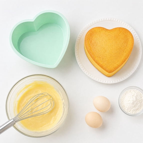 Heart Shape Silicone Cake Mold 6.69 Inch, Non-Stick Fluted Tube Baking ...