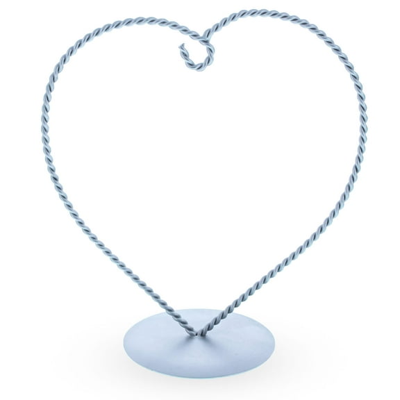 Heart-Shaped Twisted Silver Metal Ornament Display Stand 6.2 Inches (Poland)
