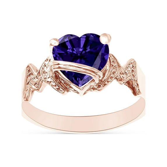 Heart Shape Simulated Alexandrite In 14K Rose Gold Over 925 Sterling Silver Ring Size 4