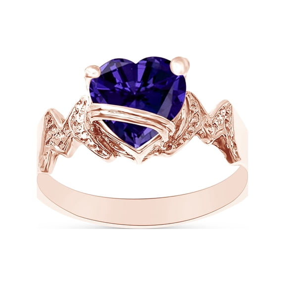 Heart Shape Simulated Alexandrite In 14K Rose Gold Over 925 Sterling Silver Ring Size 8.5